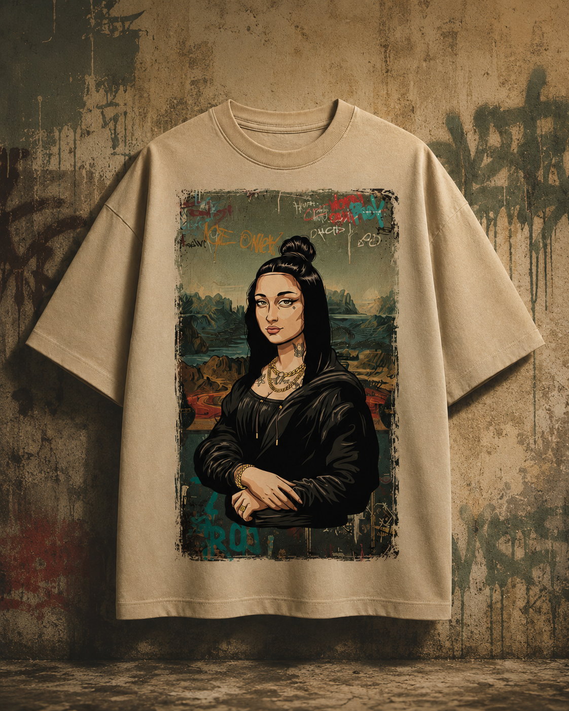 Unisex & Oversized Graphic Tee - Mona Lisa